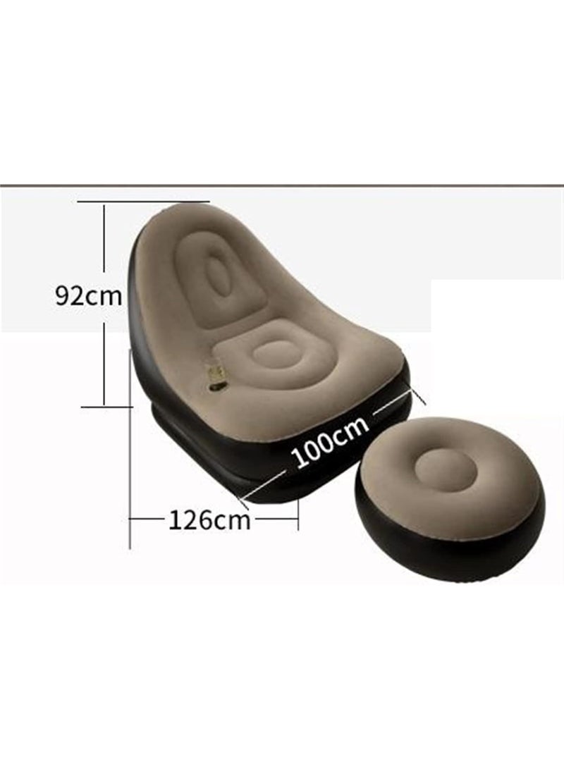 أريكة هوائية قابلة للنفخ مع مضخة هواء ومسند قدم – كرسي استرخاء مريح للمنزل والتخييم – مقاس 1.16 × 98 × 83 سم - Image 5